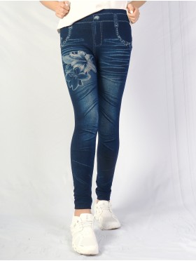 High Waist Denim Style Stretchy Legging (Fleece Lined)